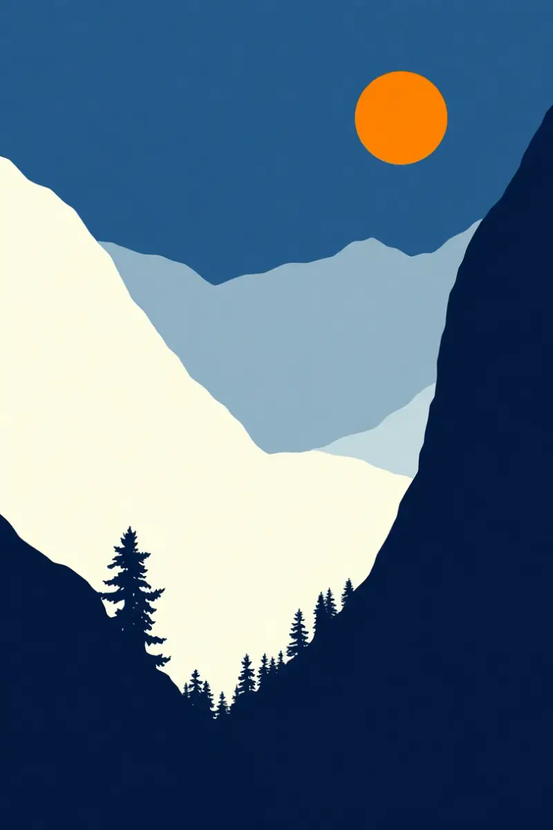 Illustration of a narrow alpine lake held in a steep rocky basin