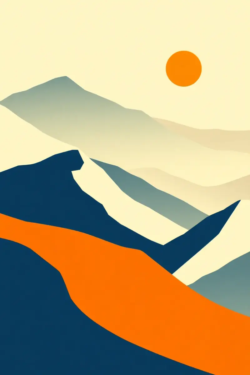 Illustration of high orange dunes in long low light